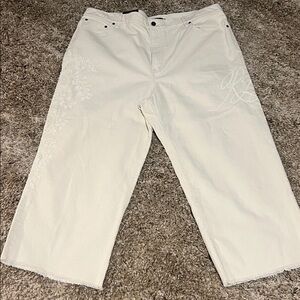 Lauren Ralph Lauren Cream High-Rise Relaxed Crop Beaded and  Embroidered Jeans